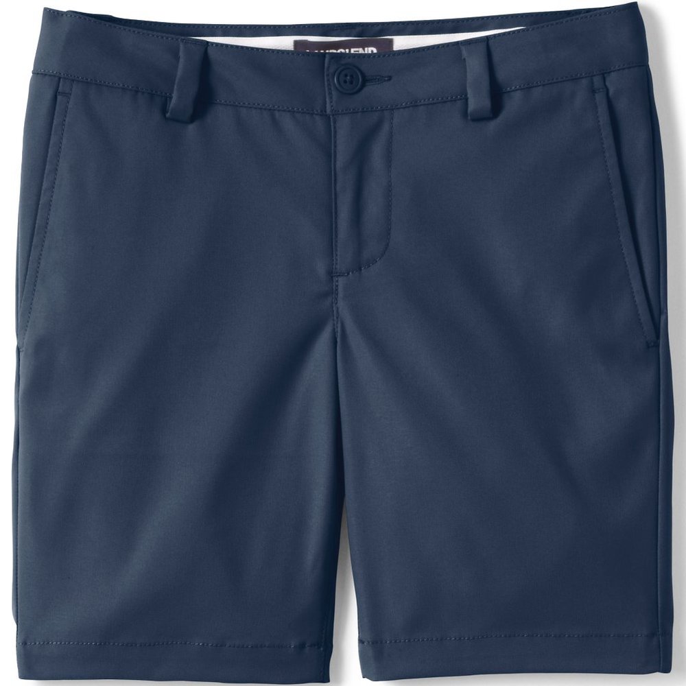 Lands' End Girls Active Chino Shorts, Classic Navy, NWT